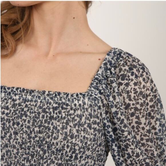 BAUM UND PFERDGARTEN Judith Floral Print Smocked Midi Dress Ink Blue, Medium - Picture 4 of 16